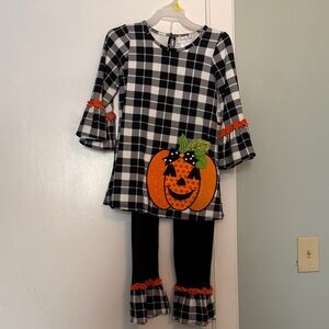 Emily Rose Black and White Plaid Pumpkin Set